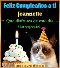 GIF Gato meme Feliz Cumpleaños Jeannette